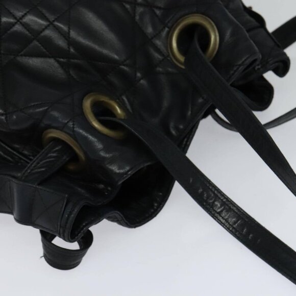 Christian Dior Canage Shoulder Bag Leather Black Gold Auth hk2058 - Picture 7 of 15